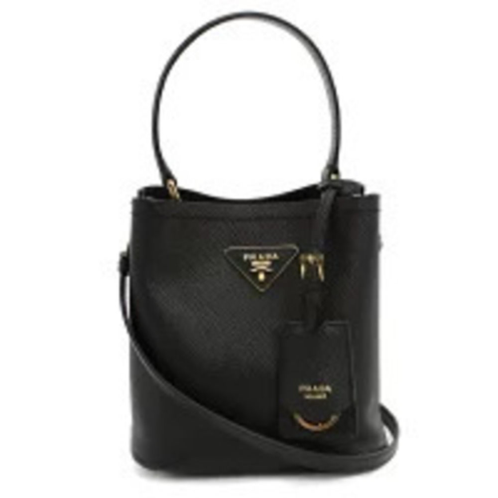 Prada Panier Saffiano Leather Bag crosshatched leather Black
